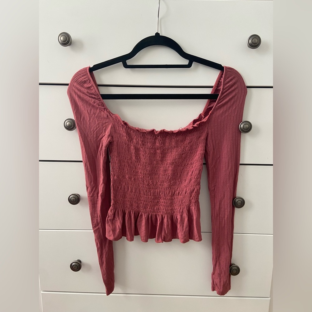long sleeve top in rose